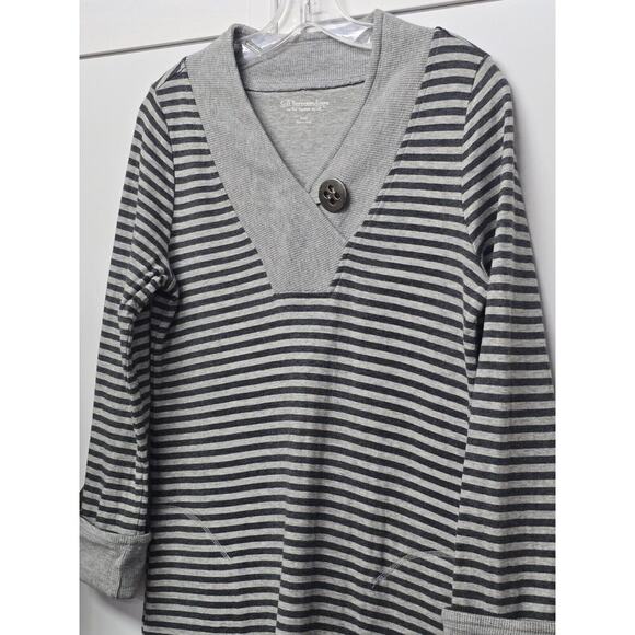 Soft Surroundings Striped Chill Time Sweatshirt Dress-Size Small Pockets-Casual - Picture 3 of 7